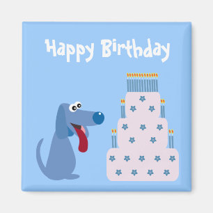 Imán azul lindo del perro del dibujo animado y de