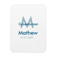 Azul marino groomsman letra nombre masculino por