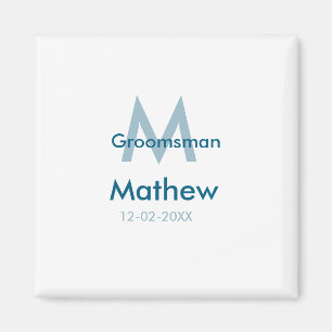 Imán Azul marino nombre del padrino letra fecha masculi