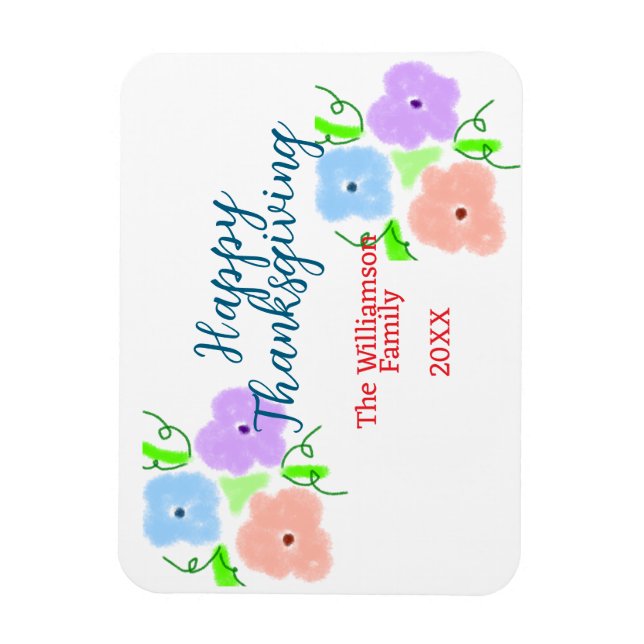 Imán Azul morado rosa feliz acción de gracias agregar f (Vertical)