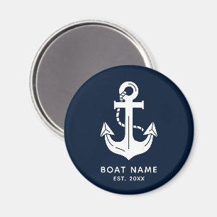 Imán Azul Náutico Marino Nombre de Barco Personalizado