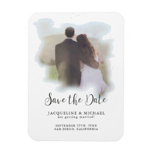 Imán Azul Sencillo Elegante Guión Moderno Foto acuarela