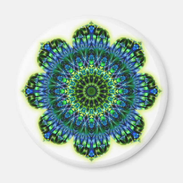 Imán azul verde Mandala (Frente)
