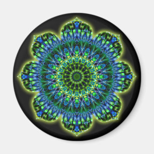 Imán azul verde Mandala negro