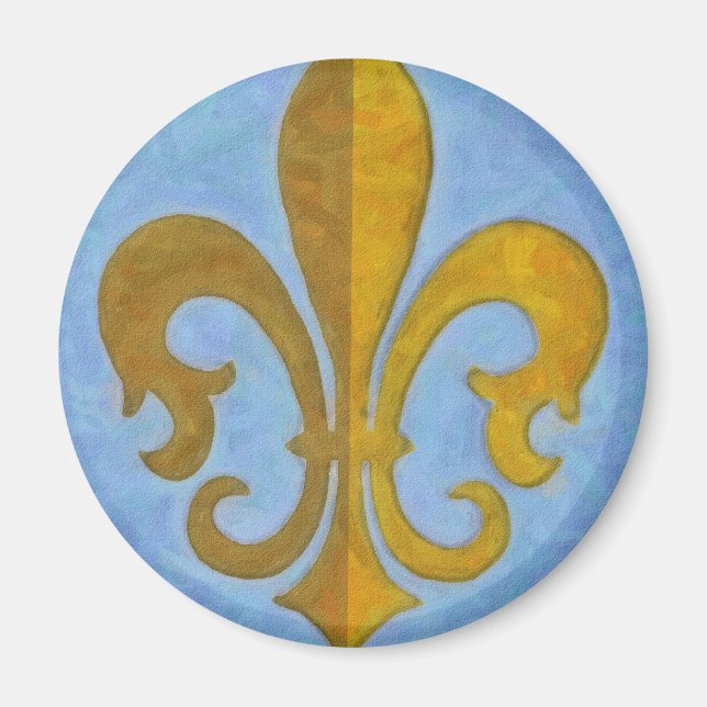 Imán Azul y Dorado Fleur De Lis (Frente)