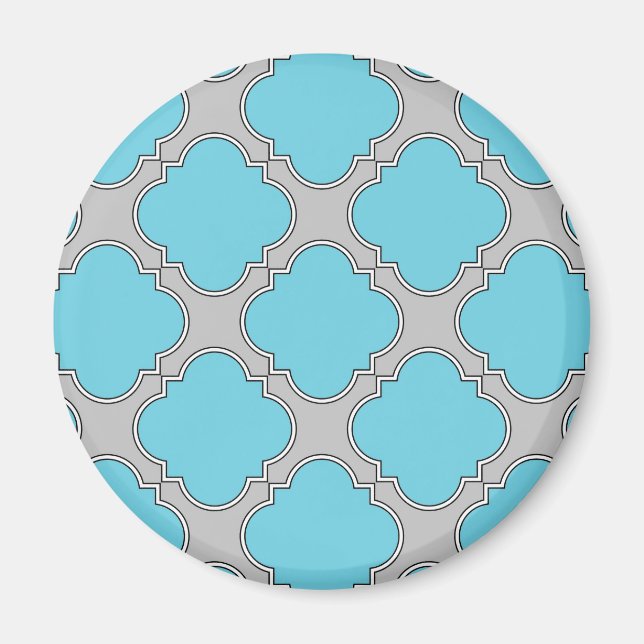 Imán azul y gris de quatrefoil (Frente)