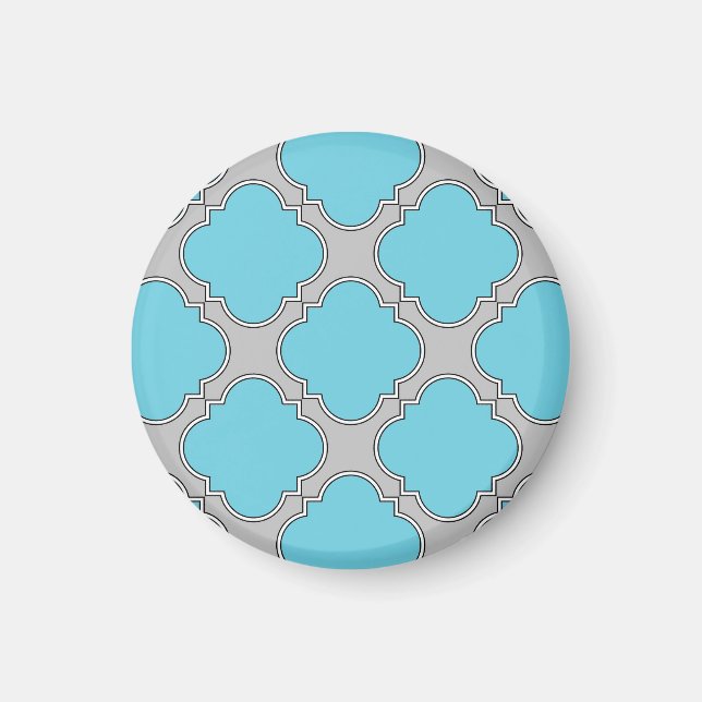 Imán azul y gris de quatrefoil (Frente)