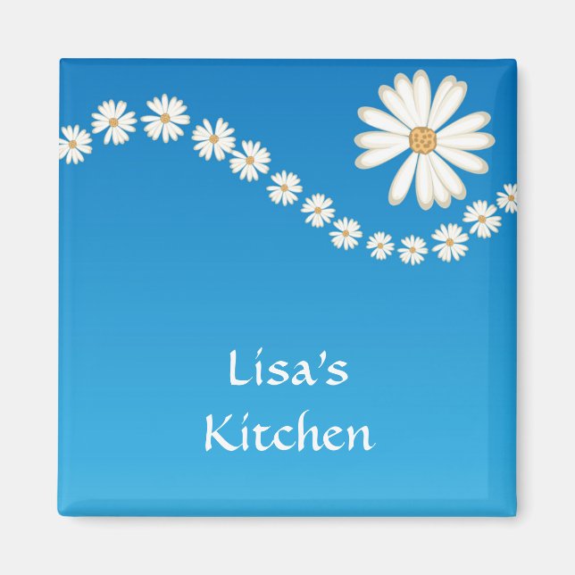 Imán azul y margarita (Frente)