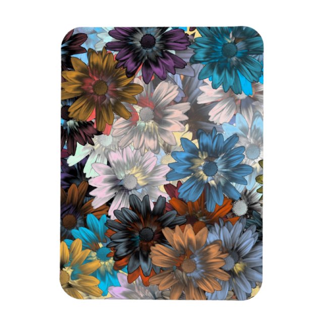 Imán Azul y marrón floral (Vertical)