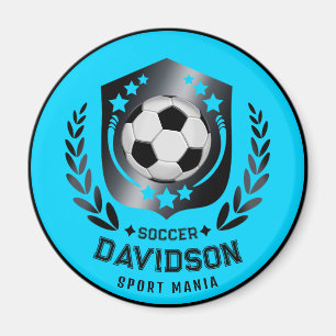 Imán Azul y Negro Personalizado Fútbol Texto Personaliz