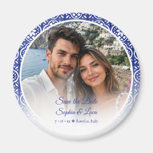 Imán Azulejo Azul de la Costa Amalfi Italiana Foto Guar