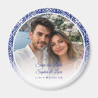 Imán Azulejo Azul de la Costa Amalfi Italiana Foto Guar