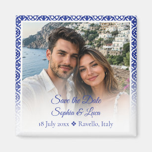 Imán Azulejo Azul de la Costa Amalfi Italiana Foto Save
