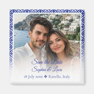 Imán Azulejo Azul de la Costa Amalfi Italiana Foto Save
