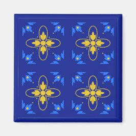 Imán Azulejo azul y amarillo