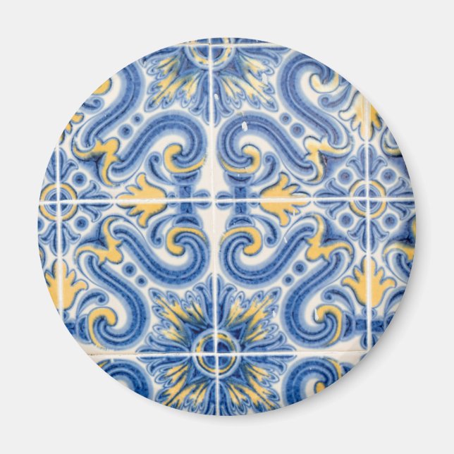 Imán Azulejo azul y amarillo, Portugal (Frente)