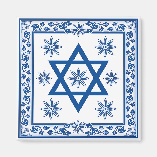 Imán Azulejo cerámico, Azulejo en portugués y judío (Frente)