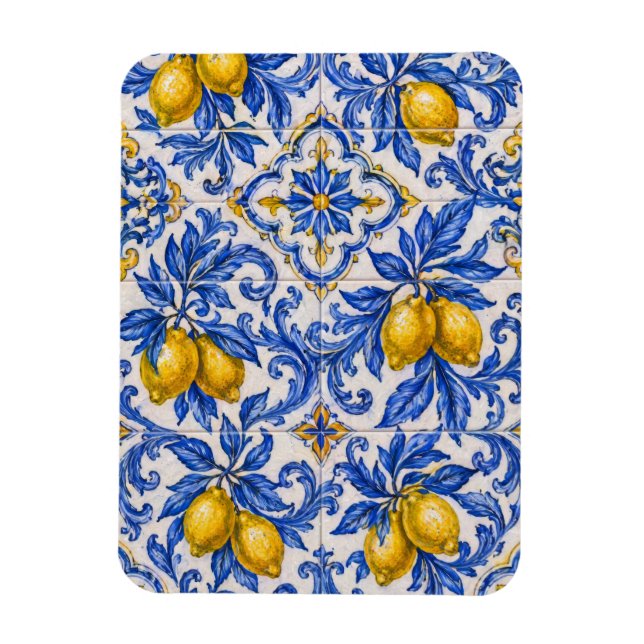 Imán Azulejo de Baldosa de Limón Azul (Vertical)