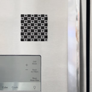 Imán Azulejo de cuadros negro y gris con patrón de cora