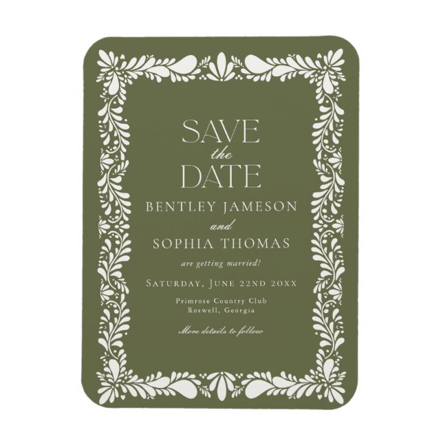 Imán Azulejo Verde de Talavera Fiesta Española Guardar  (Vertical)