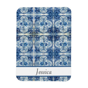 Imán Azulejos antiguos en azul Delft personalizables
