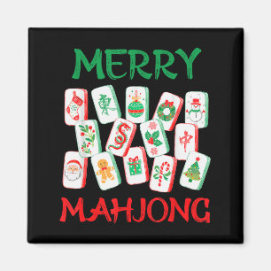 Imán Azulejos de Mahjong de Navidad con Acuarela Mah Jo