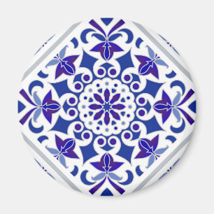 Imán Azulejos índigo portugueses baldosas azules y blan