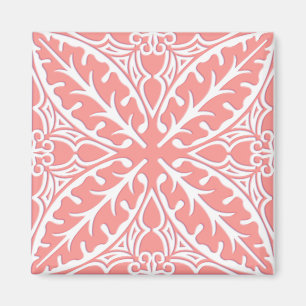 Imán Azulejos marroquíes - rosa coral y blanco