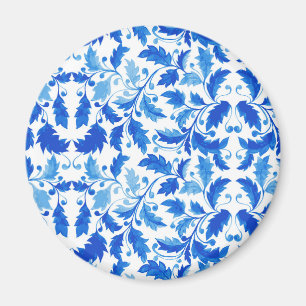 Imán azulejos portugueses Flores y hojas azules