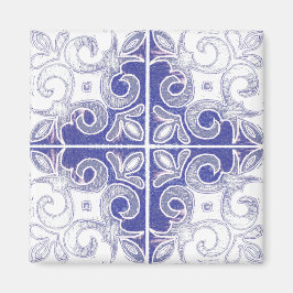 Imán Azulejos portugueses inspiran a Swirl Blue White
