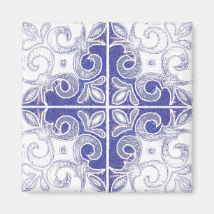 Imán Azulejos portugueses inspiran a Swirl Blue White