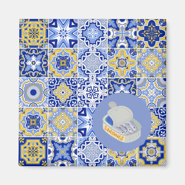 Imán Azulejos portugueses y sardinas (Frente)