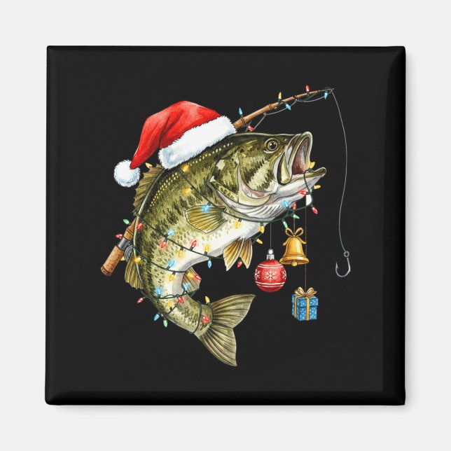 Imán B Fish Festive Lights Christmas Funny Fishing Long (Frente)