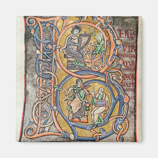 Imán 'B' inicial historiada que representa al Rey David (Frente)