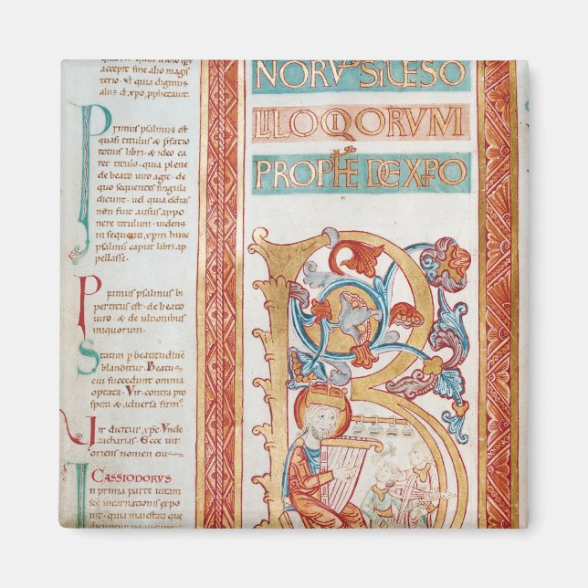 Imán 'B' inicial historiada que representa al Rey David (Frente)