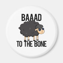 Baaad To The Bone Funny Black Sheep Pun