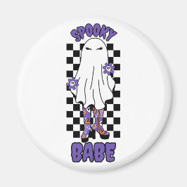 Imán "Babe espantado" Mujer Halloween Fantasma Retro Pú
