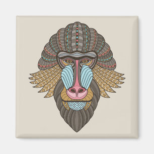 Imán Baboon ilustrado