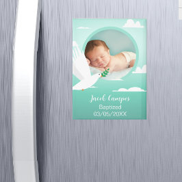 Imán Baby Boy Baptism Christening Dove Clouds Photo