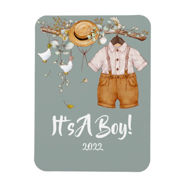 Imán Baby Boy Boho Green Rustic (Vertical)