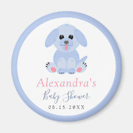 Imán Baby Boy Shower Puppy Blue personalizado