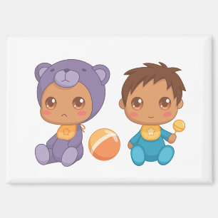 Imán Baby Boy Twins Morple Bear Jumpsuit Magnet