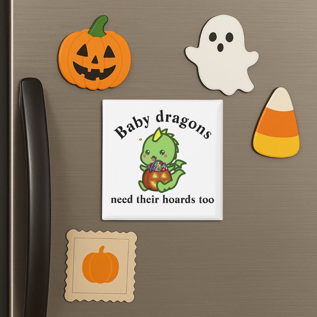 Imán Baby Dragons también necesita sus cobardes para Ha (Baby Dragons need their hoards too kid friendly Halloween design)