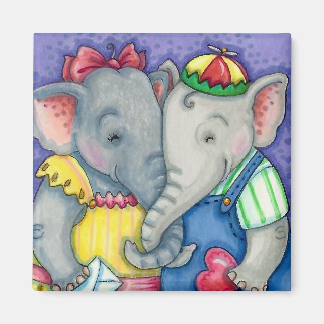 IMÁN BABY ELEFANTES PRIMERO AMOR, AMIGOS CUTOS PACHIDER (Frente)