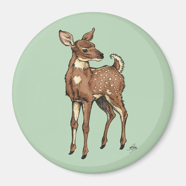 Imán Baby Fawn con fondo de menta (Frente)