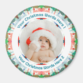 Imán Baby First Christmas Pink Blue Family Photo Gift