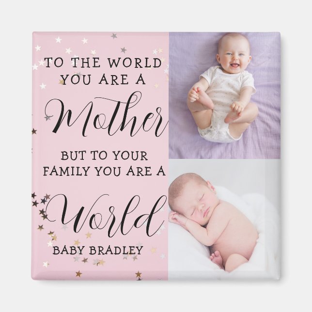 Imán Baby girl First Year Photo Collage Keepsake pink (Frente)