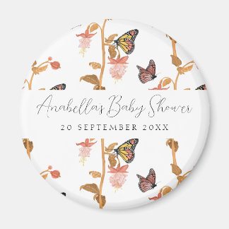 Imán Baby Shower, Chica moderno de mariposa de Boho Ros