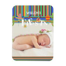 Imán Baby Shower colorido mexicano de Fiesta Cactus