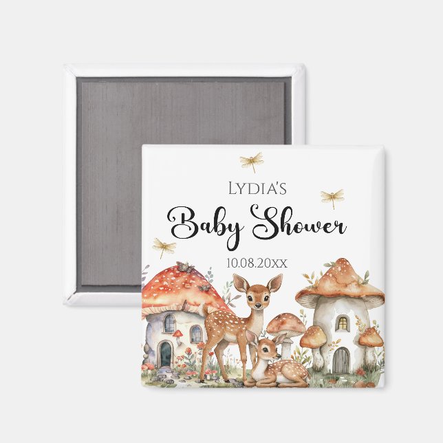 Imán Baby Shower de Boho Woodland Forest Animals (Anverso/Reverso)